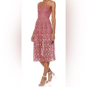 ASTR Lace A-Line Midi Dress in dark pink rose Size: Small NWOT
